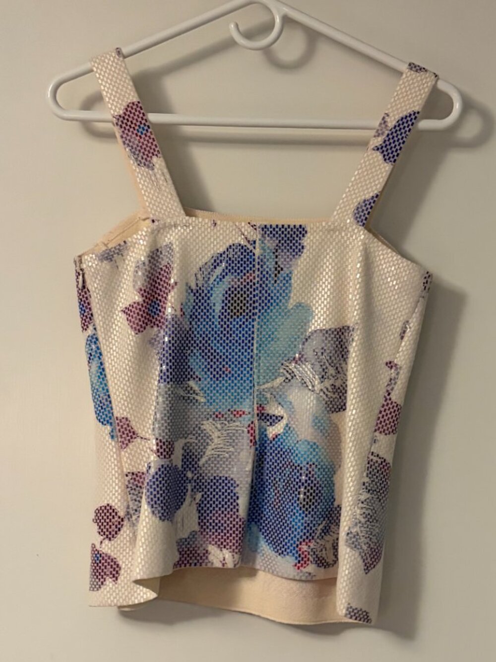 St. John fully embellished floral print blouse size medium designer luxury party - Picture 6 of 9